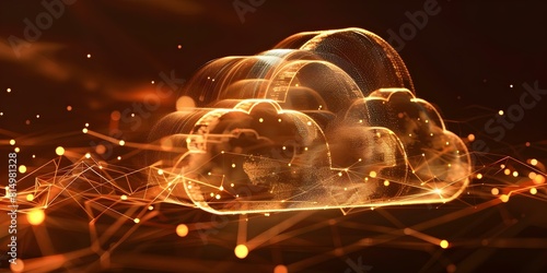 Transitioning business operations to cloud networks for improved efficiency and security. Concept Cloud Migration, Improved Efficiency, Enhanced Security, Business Operations, Transition Planning
