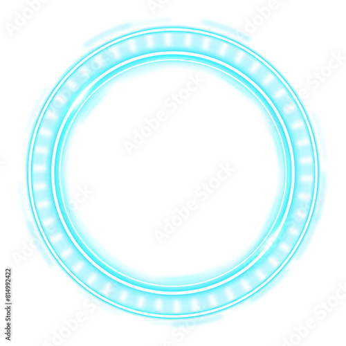 blue circle frame spin neon light shine