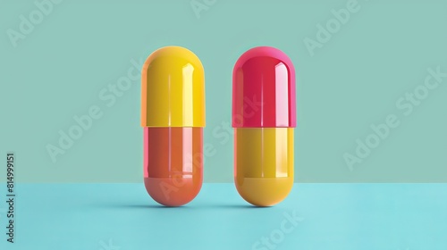 Vitamin capsule flat design front view dietary aid theme