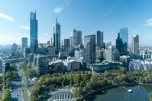 A high-angle view of Melbourne City showcasing its diverse architectural styles and urban development