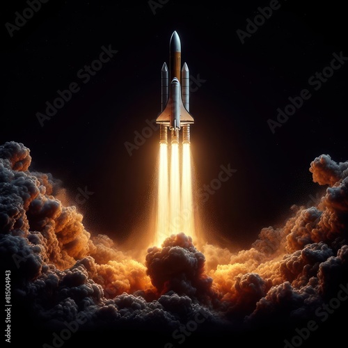 rocket take off isolated black background