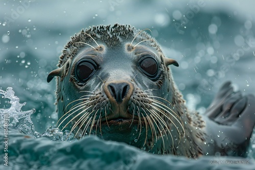 Close-up of a sea lion in the water, Animal portrait