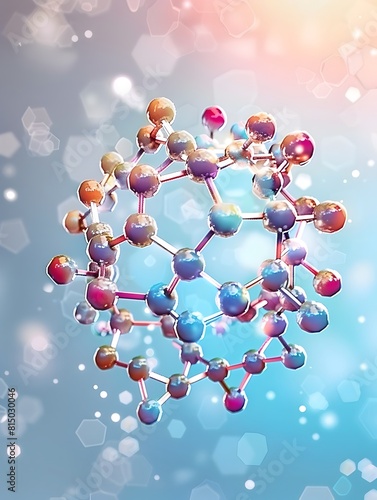 Detailed of a Carbohydrate Molecule Structure Showing Its Ring Formation and Glycosidic Bonds