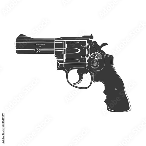 Silhouette revolver gun military weapon black color only