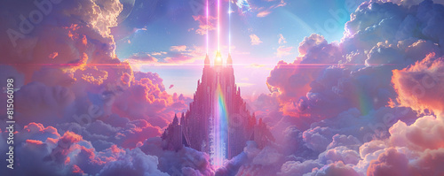 Imperial LGBTQ PRIDE banner with a rainbow scepter and orb on a throne of clouds