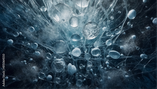 The magical texture of the ice surface, strewn with cracks, air bubbles and frozen inclusions