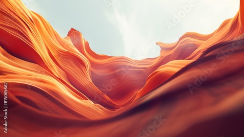 Low angle of spectacular view of Antelope Canyon with smooth brown surface located in Arizona hyper realistic 