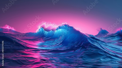 Big Neon Wave Background hyper realistic 