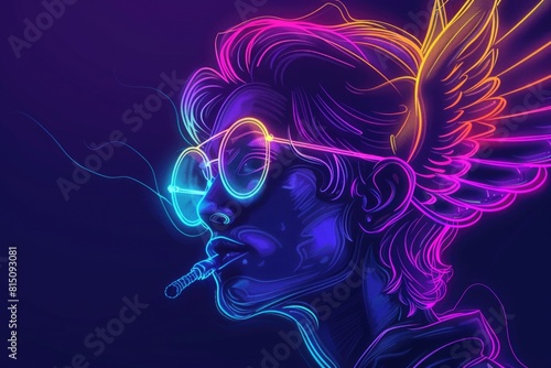 A woman with glasses smoking a cigarette. Perfect for lifestyle or addiction concepts