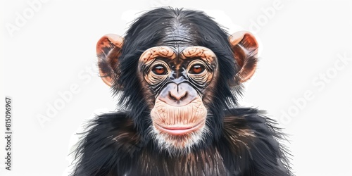 Close up of a monkey's face on a white background. Can be used for educational purposes or animal-themed designs