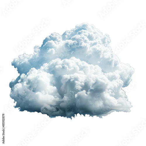 A cumulus cloud, fluffy and white, stands out against a Png background, a cumulus and fluffy cloud isolated on transparent background