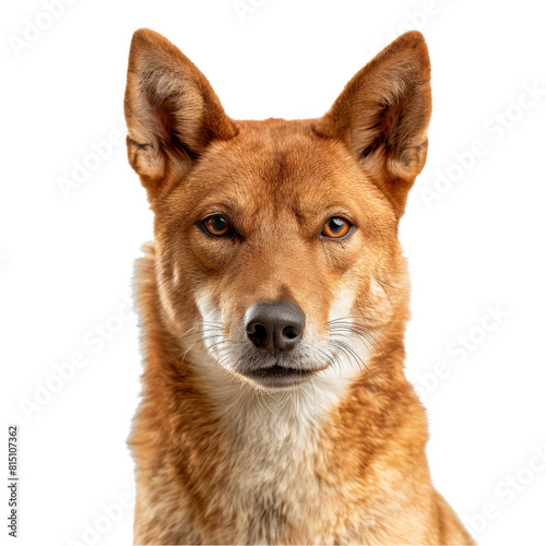 A dingo stands confidently in front of a plain Png background, a dingo isolated on transparent background