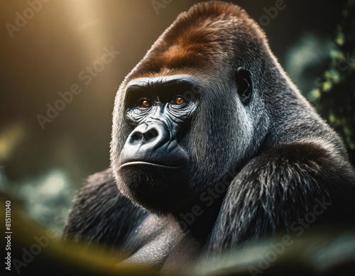 Gorilla Portrait monkey face primate animal wildlife africa zoo jungle endangered on red list