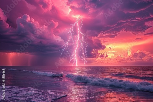 Lightning Bolt Over the Ocean