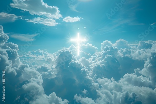 Radiant Cross in Clouds A Vision of Jesus Ascension to Heaven