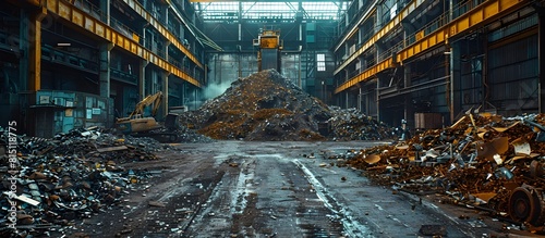 Scrap Metal Recycling Factory Industrial Workers Sorting and Preparing Materials for a Sustainable Future