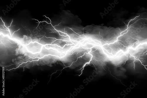Intense Lightning Strike in Black and White