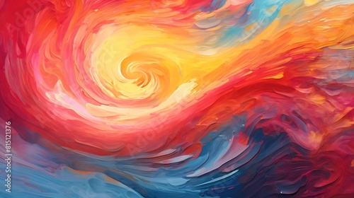 Radiant Swirls A Dynamic Abstract Artwork Bursting with Red and Yellow Hues