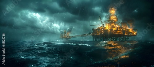 Volatile Storm Over Oil Platform: A Metaphor for Fluctuating Energy Prices on Economies
