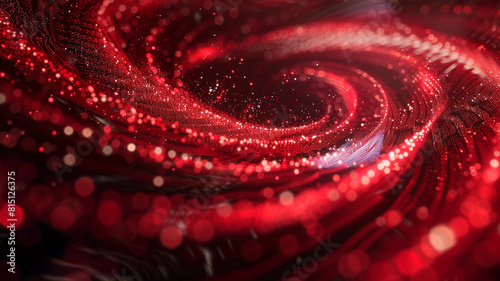 A digital vortex of swirling red particles, hinting at the computational power fueling AI-driven simulations.