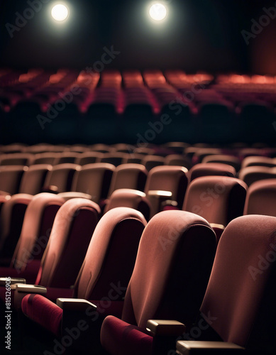 Empty movie theater seats with fabric
