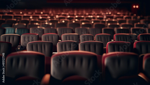 Empty movie theater seats with fabric