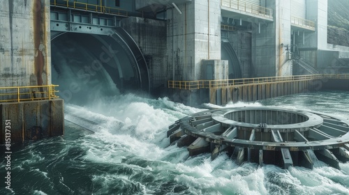  The dynamic interplay of natural and mechanical elements at hydro plants.