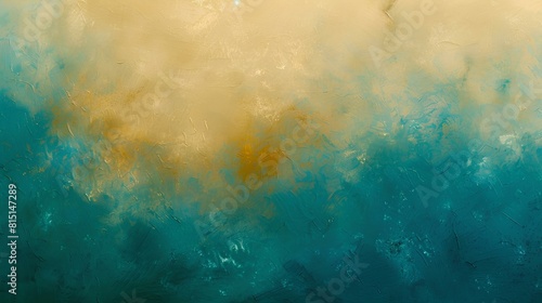 Abstract painting with blue and yellow colors.