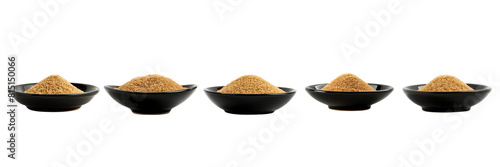Set of A black pleat dish full of yeast extract on a transparent background