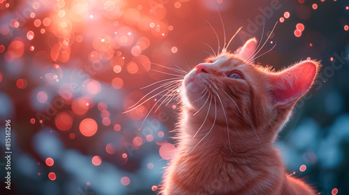 beautiful and cute image of a cat, in glitter and diamond dust style, kawaii aesthetic.