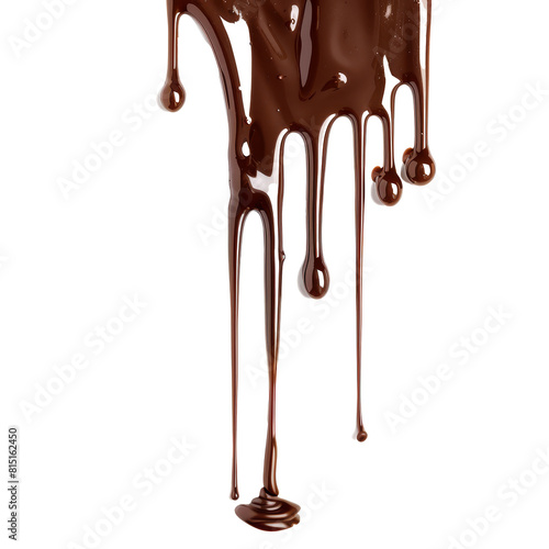 Melted chocolate creating a drip effect on a clean Png background, Melted chocolate dripping on transparent background