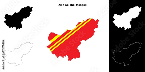 Xilin Gol blank outline map set