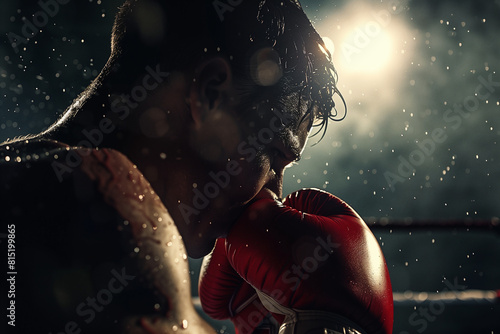 A boxer fighter with a cinematic view.