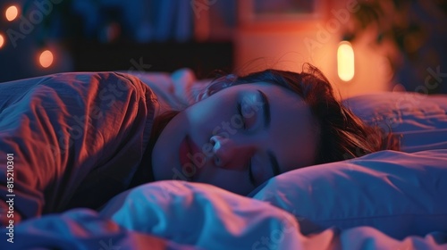 night, rest, comfort and people concept - young woman sleeping in bed at home