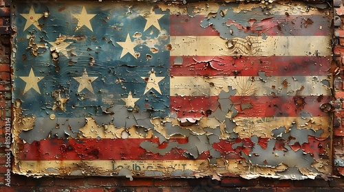 Urban Decay Meets American Patriotism A Grunge Flag on a Distressed Brick Wall
