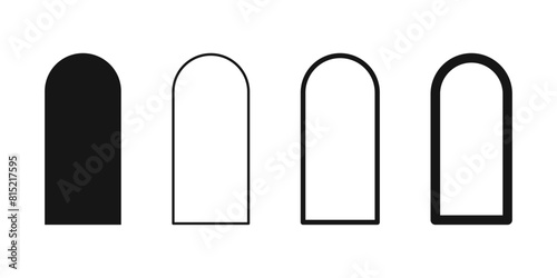 Set of arch frames. Window, door or portal arc shapes. Templates for wedding invitation or greeting cards, business brochures, event or party banners in archway form. Vector graphic illustration.