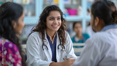 medical team collaboration, indian female doctors collaboratively discussing a patients case in a hospital conference room to offer optimal care by sharing knowledge