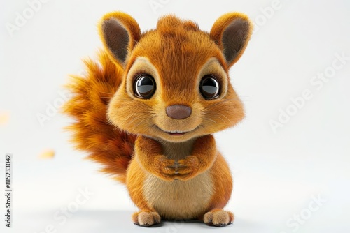 charming squirrel plushie adorable stuffed animal toy standing upright on white background cute 3d illustration