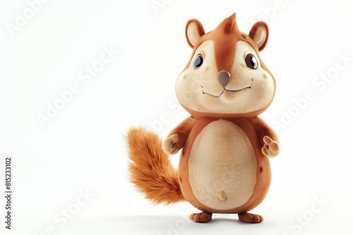charming squirrel plushie adorable stuffed animal toy standing upright on white background cute 3d illustration