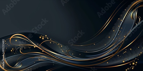 Abstract elegant background with golden waves and glitter.