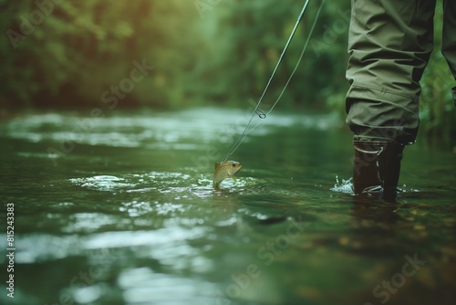 Fly fishing in the river.