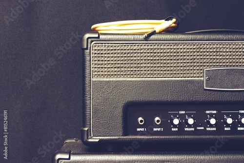 a close-up of an elegant old guitar amplifier