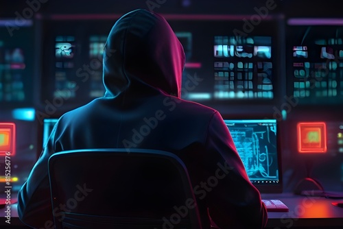 Digital Fortresses: Exploring Cybersecurity's Future, AI-generated images of hacker of cyber security. The Evolution of Cybersecurity Technology. 