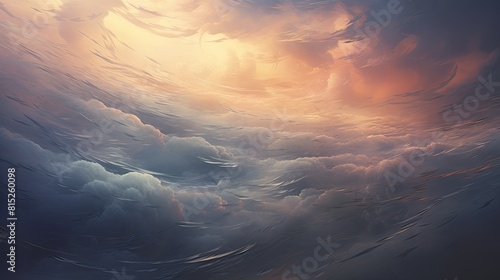 Close-up of swirling clouds in a stormy sky creating dynamic wave formations