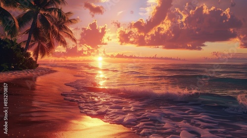 Beautiful sunset over Hawaii realistic