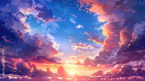 Beautiful sunset sky. Nature sky backgrounds realistic