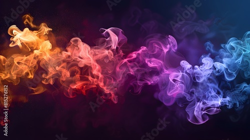 Multicolored smoke puff cloud design elements on a dark background