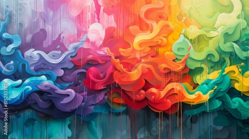Bold, vibrant mural with stunning visual impact, Ai Generated