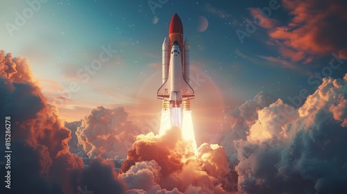 Launching Space Rocket. Start new business concept.