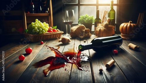 The scene of pouring wine. still life with wine.